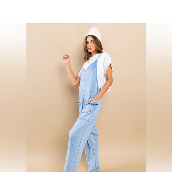 Mineral Washed French Terry Harem Jumpsuit - Picture 6 of 8